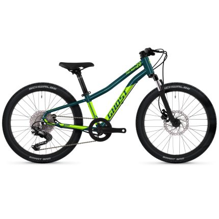 Ghost Kato Full Party - 20" Kids Bike - 2024 - Dirty Blue / Metallic Lime Glossy